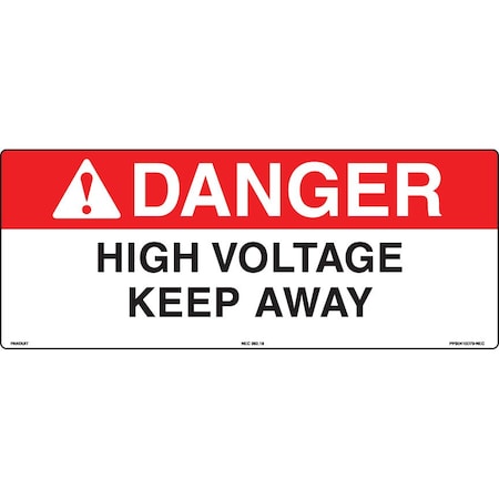 Panduit High Voltage Sign, 4in Height, 10in Width, Polyester PPS0410D79-NEC